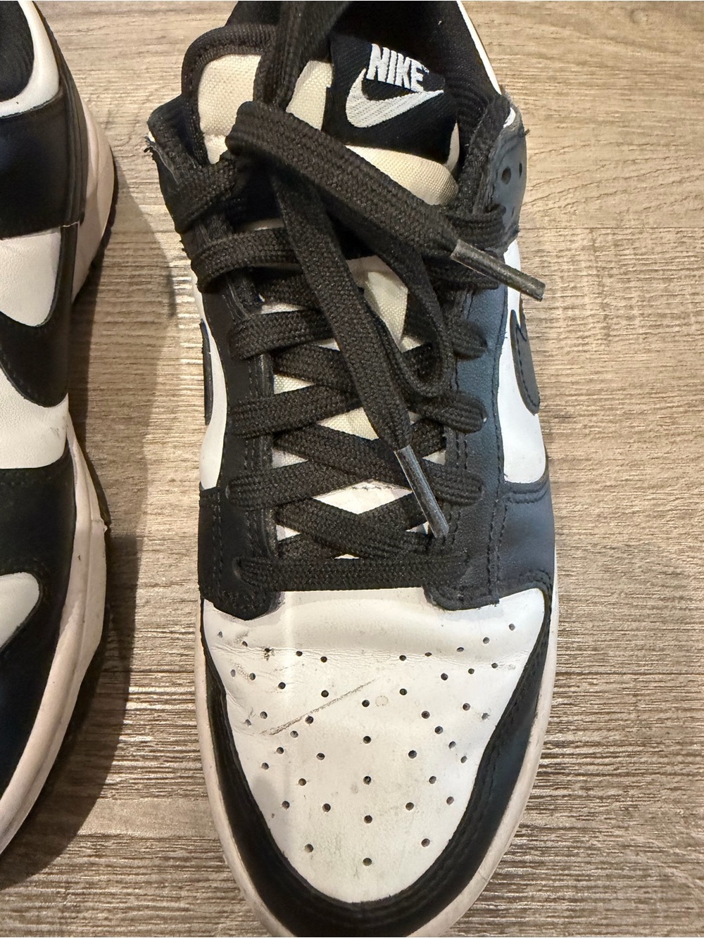 Nike Dunk Low Black and White Leather Sneakers - Picture 3 of 6
